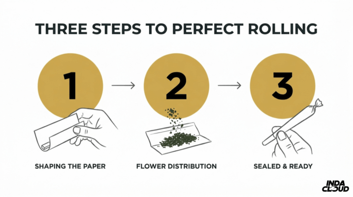 Art Of Joint Smoke: Master The Technique &Amp; Tips 7 Three Steps To Perfect Joint Rolling Showing Shaping The Paper, Flower Distribution, And Sealed Ready Finished Joint