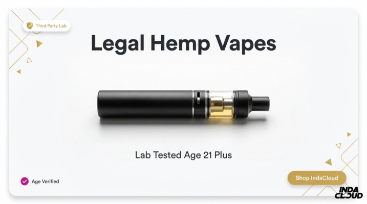 Legal Hemp Vape Product Infographic Showing Lab Tested And Age Verified Hemp Vape For Adults 21 And Older