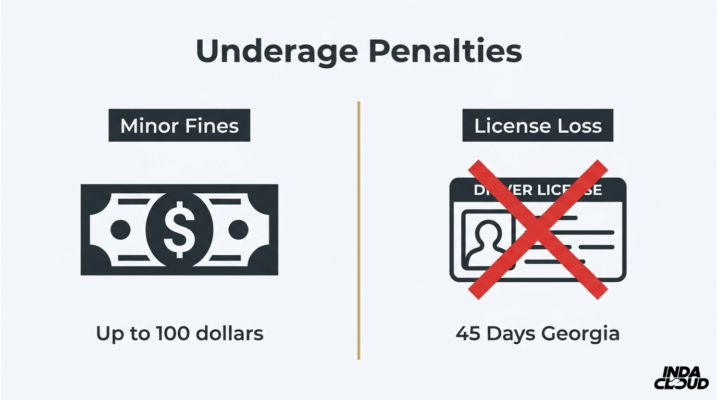 Underage Vaping Penalties Infographic Showing Minor Fines And Possible Driver License Suspension Consequences